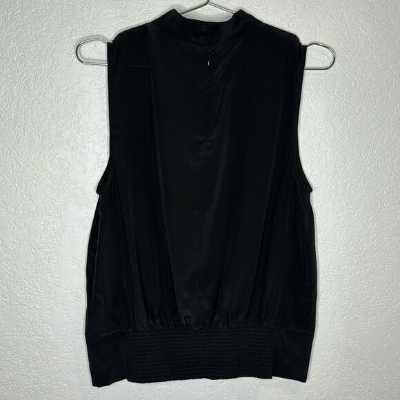 NWT FRAME Mock-Neck Sleeveless Party Top Medium Black Silk - Picture 6 of 14